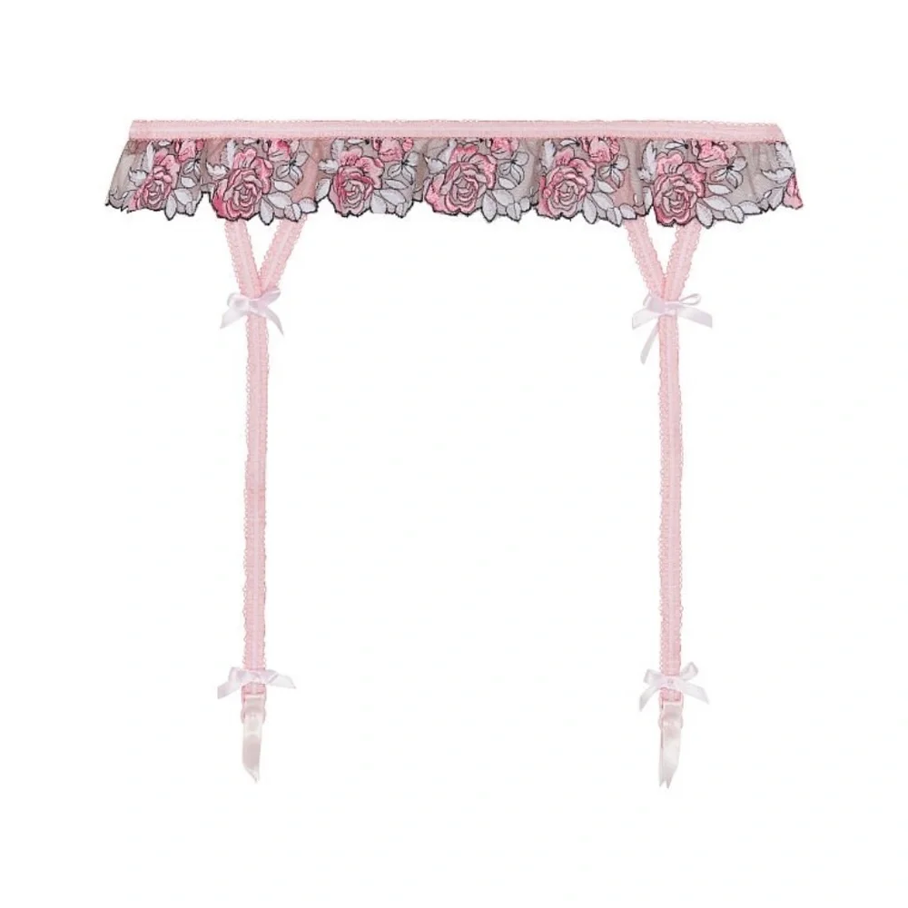 For Love And Lemons Berry Garter Belt Pink Floral Large NEW - Picture 4 of 7